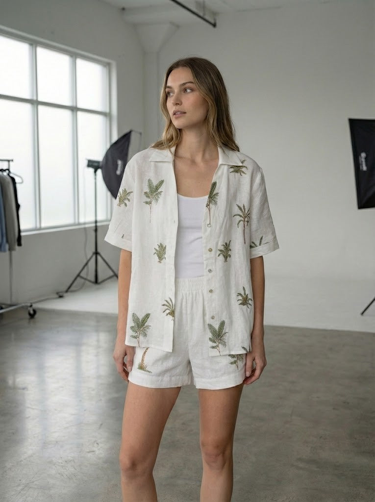 Palm Tree Embroidered Set