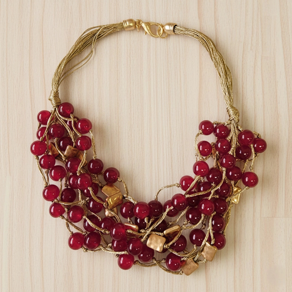 Pomegranate Multi Strand Necklace