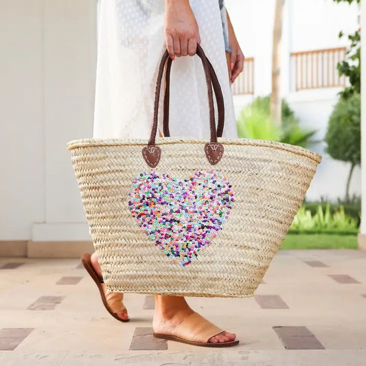 Heart Sequined Beach Bag