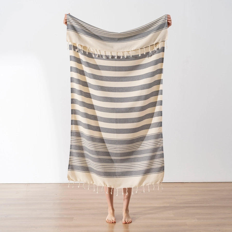 Gray Striped Beach Towel