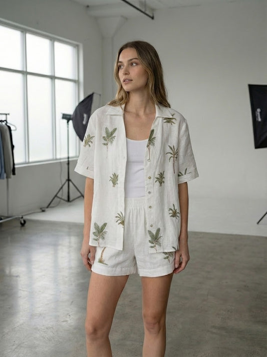 Palm Tree Embroidered Set