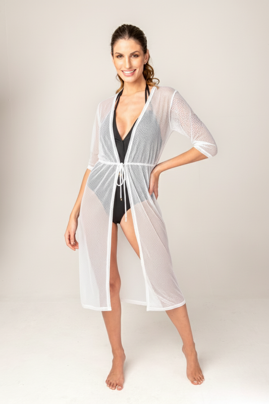 Drea White Long Beach Overshirt