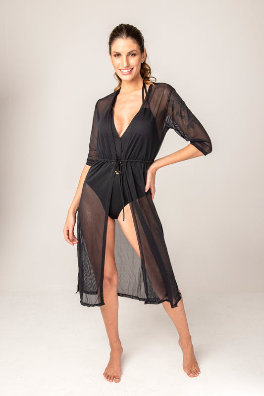 Drea Black Long Beach Overshirt