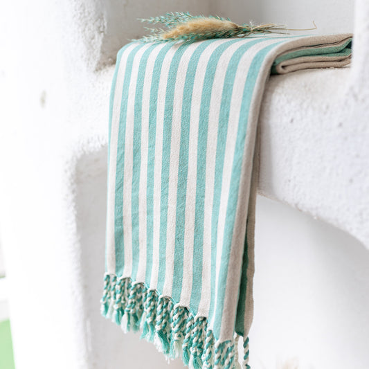Green Striped Premium Towel