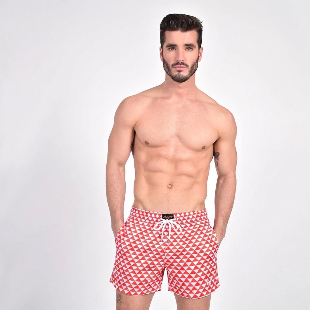 Red Triangle Men Swim Shorts