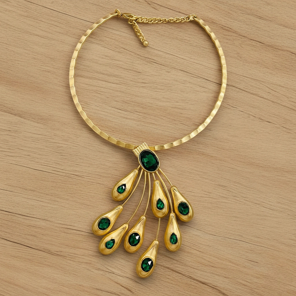 Emerald Tears Sculpted Necklace