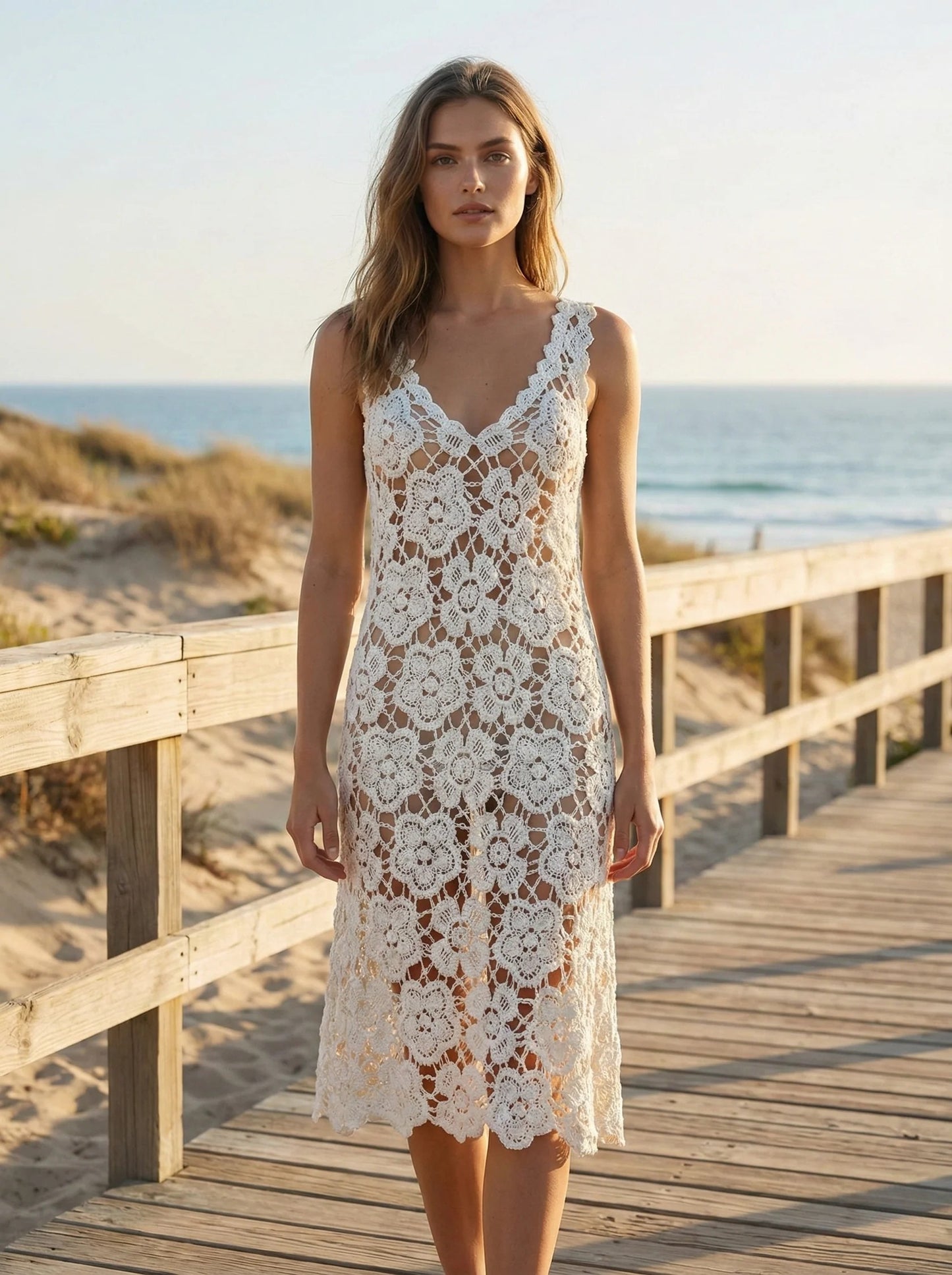 White Crochet Beach Dress